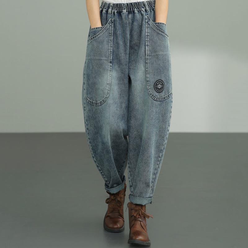 2022 корейские свободные женские шаровары осень-зима повседневные джинсы с высокой талией женские винтажные стильные джинсовые брюки женские