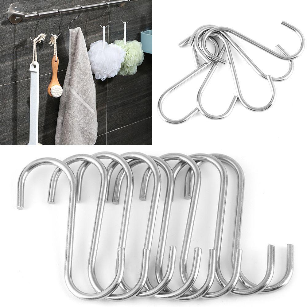 5/10/20pcs Household Stainless Steel Organizer Clasps Hooks S Shaped Hook Hanger Storage Rack