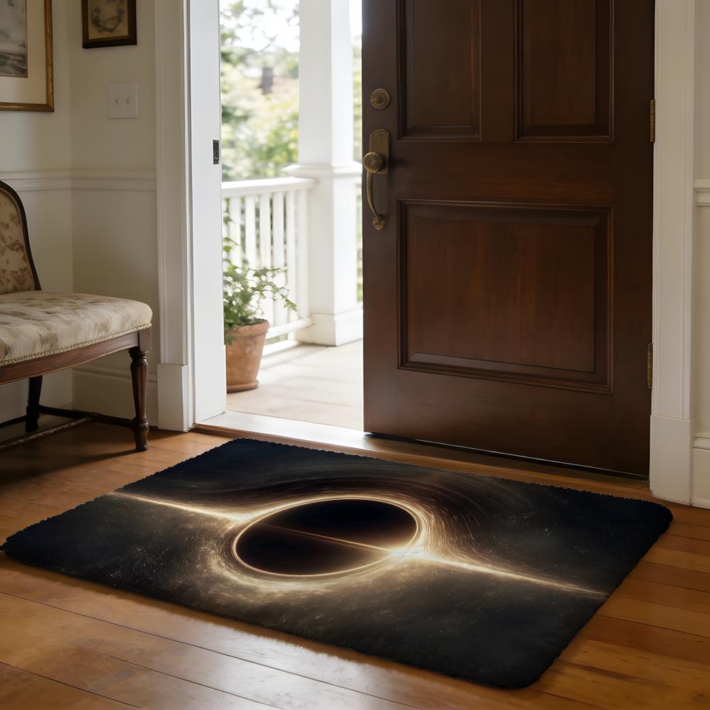 Floor Mat Soft Flannel Rug Non-Slip Absorbent Mat for Bathroom Bedroom Home Decor Cosmic Nebula Star Black Hole