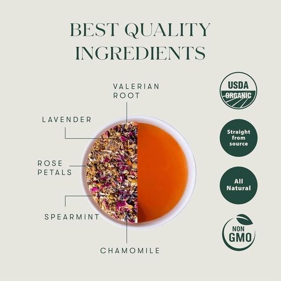 LUXMI Estates Sleep Tea With Valerian Root - 25 Herbal Tea Bags (50g) | With Chamomile, Lavender & Valerian Root | Relaxation, Restful