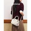 JUST STAR Bowling Bag, Women's Handbag, Luxury Shoulder Bag, Crossbody Boston Tote Bag, White, Size S