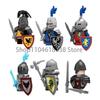 Зеленый Дракон Вороны Рыцари Щит Фигурки MOC Средневековые Древние Рыцари Сцена Строительный Блок Креативные Игрушки для Детей