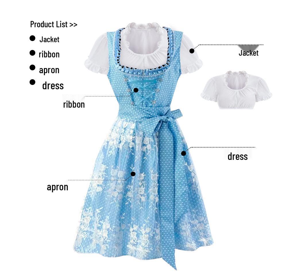 Oktoberfest Women's Beer Dress - German Munich Print Costume for Stage Performance