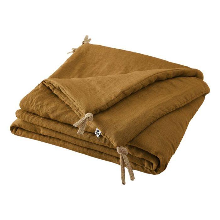 Edredon ou Bout de lit matelassé 90 x 200 cm "Soline" Lin lavé - Soline Caramel - Soline Caramel -