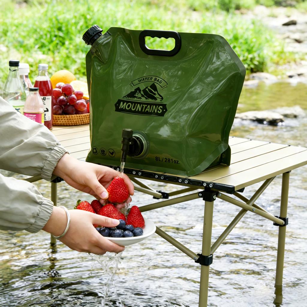 Outdoor Portable 8L Water Storage Bag Mountain Climbing Wild Fishing Foldable Travel Plastic Camping Essential Supplies