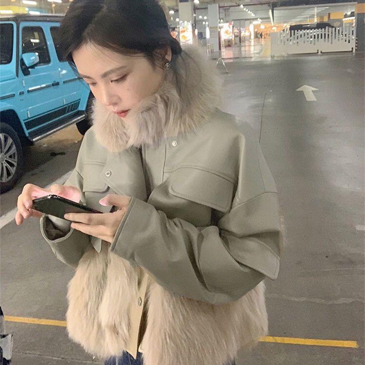 Теплая и удобная шуба из искусственного меха с воротником-стойкой - короткая куртка для женщин