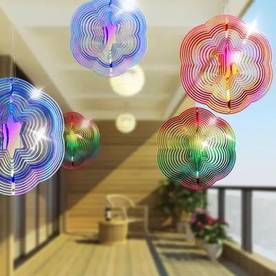 Градиентный цветной ветряной вертушка-ловец из нержавеющей стали 3D плавный световой эффект ветряные колокольчики части для наружного сада и двора подвесной декор