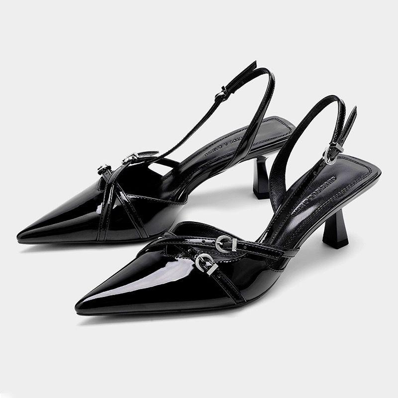 Summer Luxury Buckle Stiletto Sandals for Women Sexy Pointed Toe Low-Top Comfortable Office and Casual Women High Heels