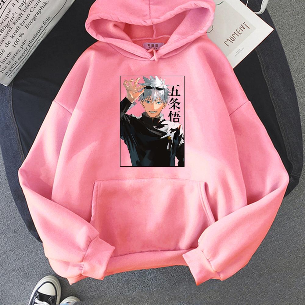 Толстовки Harajuku Jujutsu Kaisen для мужчин и женщин, толстовка с длинными рукавами Satoru Gojo, хит продаж, черные толстовки в стиле аниме Манга, верхняя одежда