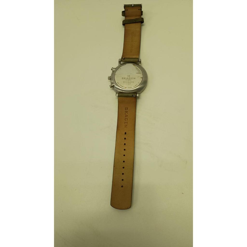 Б/у Часы SKAGEN SKW6298 Fudo Круглый циферблат Черно-серебристый ремешок Кожаный Бронзовый Мужские Skagen #A