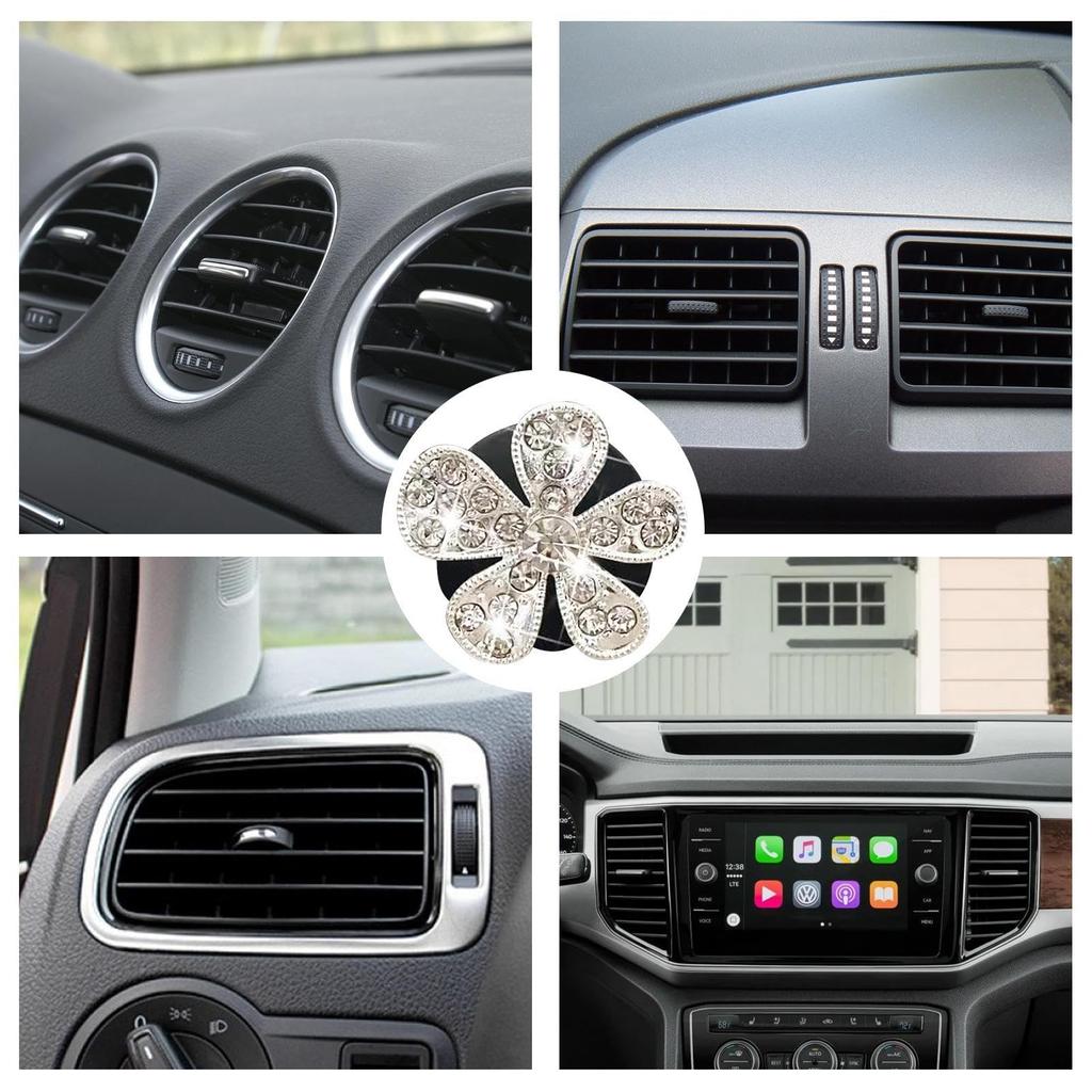 Rhinestone Car Vent Clip - Car Air Conditioning Vent Clip, Rhinestone Flower, Elegant Fashion
