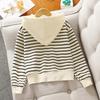 Girls Hooded Striped Baseball Jacket for Spring Autumn Winter