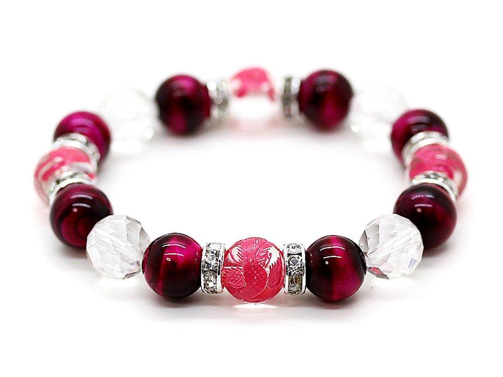 Граненый хрусталь 10мм розовый четыре божественных зверя хрусталь 10мм розовый тигровый глаз 10мм браслет из энергетического камня [Камень] 64 грани