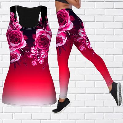 Наряд для йоги с фиолетовым розовым принтом для женщин, модные леггинсы для тренировок, спортивные повседневные штаны для фитнеса и йоги