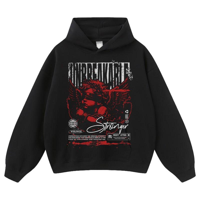 Oversized Streetwear Hoodie Men Women Vintage Washed Cotton Graphic Print Loose Fit Crewneck Hooded Styles