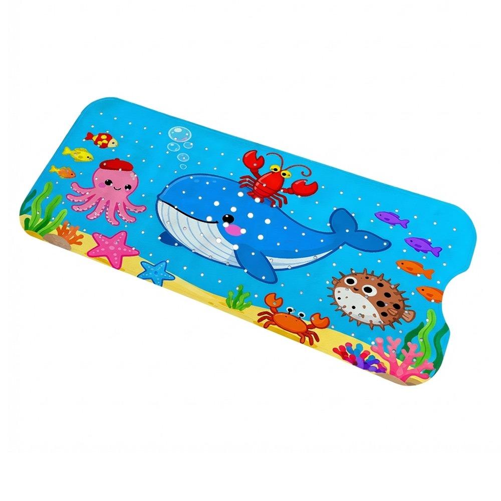 Cartoon Pattern Bathtub Mats Sea Animal 100cm*40cm Bath Shower Mats Drainage Design PVC Non-Slip Bath Mat Shower Use
