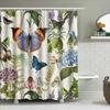 Natural Butterfly Flowers Bath Curtain Printed Fabric Shower Curtain for Bathroom Decor