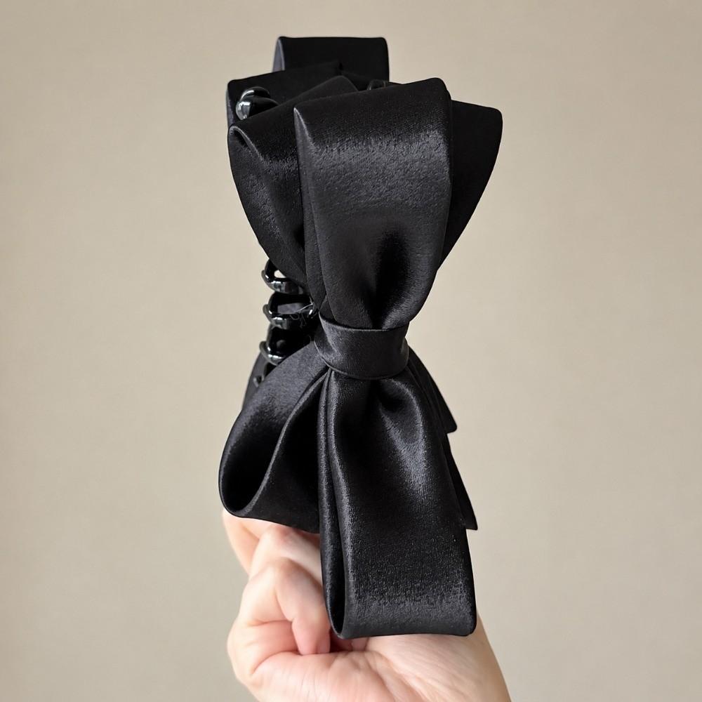Spring Mechanism Bow Hair Clip Curved Structure High Ponytail Barrette Special Occasion Styling