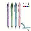 6pcs 0.7mm Refill Multicolor Ballpoint Pens 4 in 1 Press Roller Ball Pen  Office