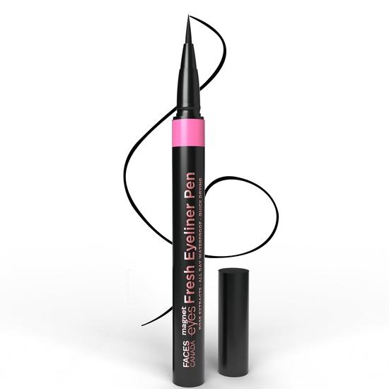 FACES CANADA Magneteyes Fresh Eyeliner Pen - черный, 1 мл | Водостойкая и не размазывается в течение всего дня | Стойкая | Насыщенный цвет | Быстросохнущая