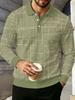 Casual Long Sleeve Argyle Pattern Polo Shirt, Great for Daily Wear