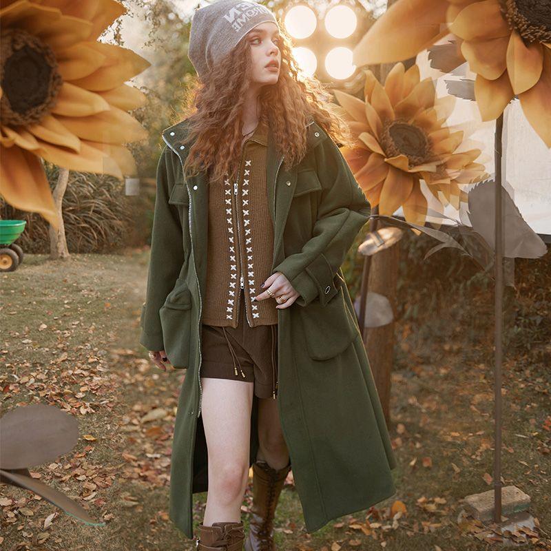 Лацкан кофейного цвета с застежкой-молнией свитер кардиган осень и зима новый винтажный короткий пальто женщина