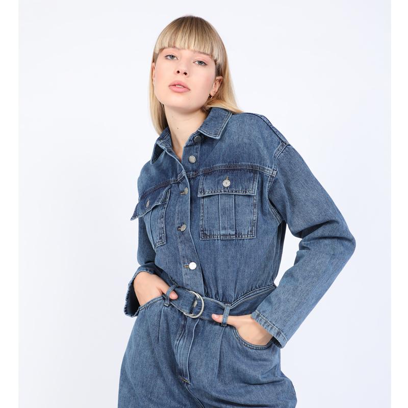 Women's Oversize Jean Jumpsuit Dark Blue