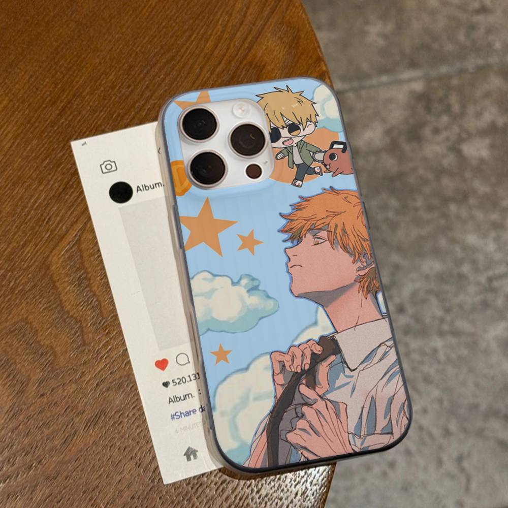 Чехол для телефона Denji Chainsaw Man из аниме для iPhone 16 15 17 Pro 11 12 13 14 Pro Max Plus Мягкая силиконовая крышка-оболочка с эффектом волн