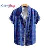 Мужская рубашка с коротким рукавом темно-синего цвета, белая розовая рубашка для мужчин, повседневная мода, летний отпуск на Гавайях 2025 г., новинка