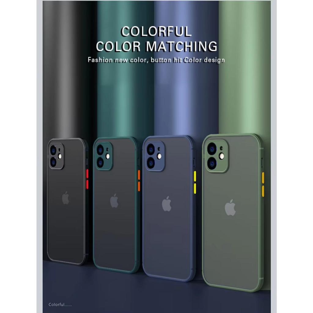 Luxury Shockproof Armor Matte Case For iPhone 11 12 13 14 15 16 Pro Max XR XS X Plus SE Mini Silicone Bumper Clear Hard PC Cover