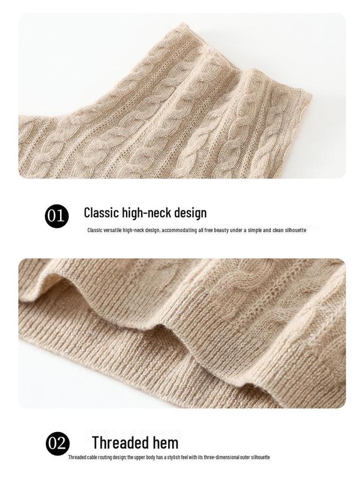 Women's Cashmere Mock Neck Sweater - Solid, Versatile Base Layer for Autumn/Winter, Twelve Gauge Knit Pullover