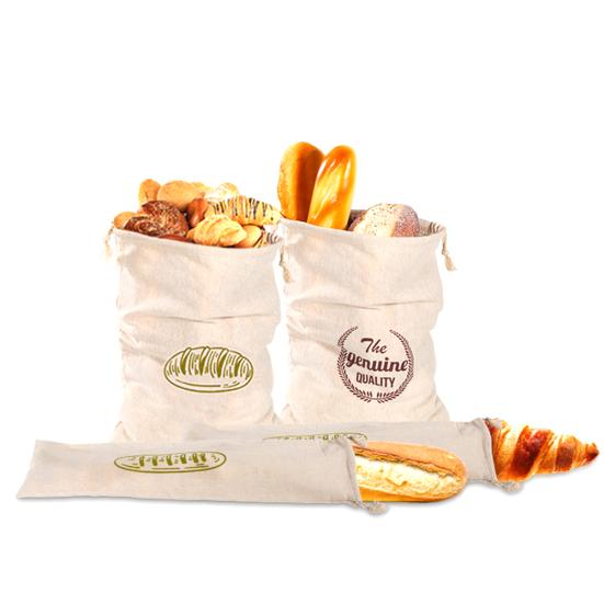 Homemade Reusable Linen Bread French Baguette Drawstring Kitchen Storage Bag