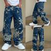 Men's Light Luxury Plaid Straight-Leg Jeans - Trendy Korean Style for Summer