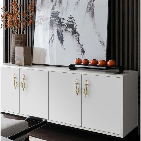 Мебельная фурнитура 2 шт. Ручка из чистой меди в китайском стиле, Ручка для ящика шкафа, Антикварная цельномедная ручка для дверцы шкафа, Тип «Цветок сливы», Большая