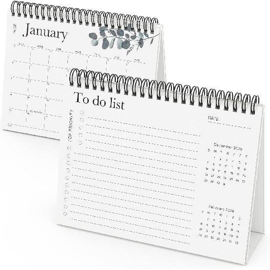 Cabbrix Small Desk Calendar 2026, Standing Flip Desktop Calendar Covering January 2026 to December 2026, 8" x 6" Aesthetic Monthly Stand Up Calendar