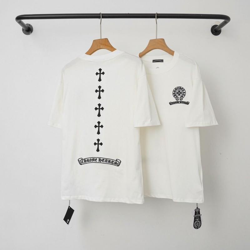 Unisex Cotton T-Shirt With Embroidered Cross Sanskrit Print Loose Fit Short Sleeve Tee
