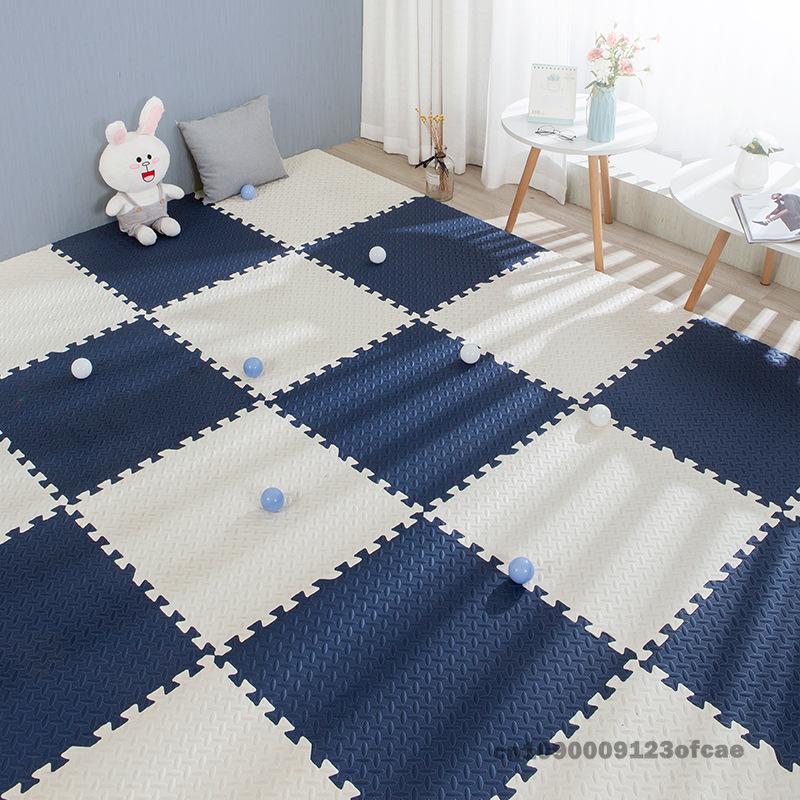 60*60cm 8 Pcs Tiled Flooring Children's Anti Fall Foam Play Mat EVA Non Slip Interlocking Floor Mat for Living Room Home Decor
