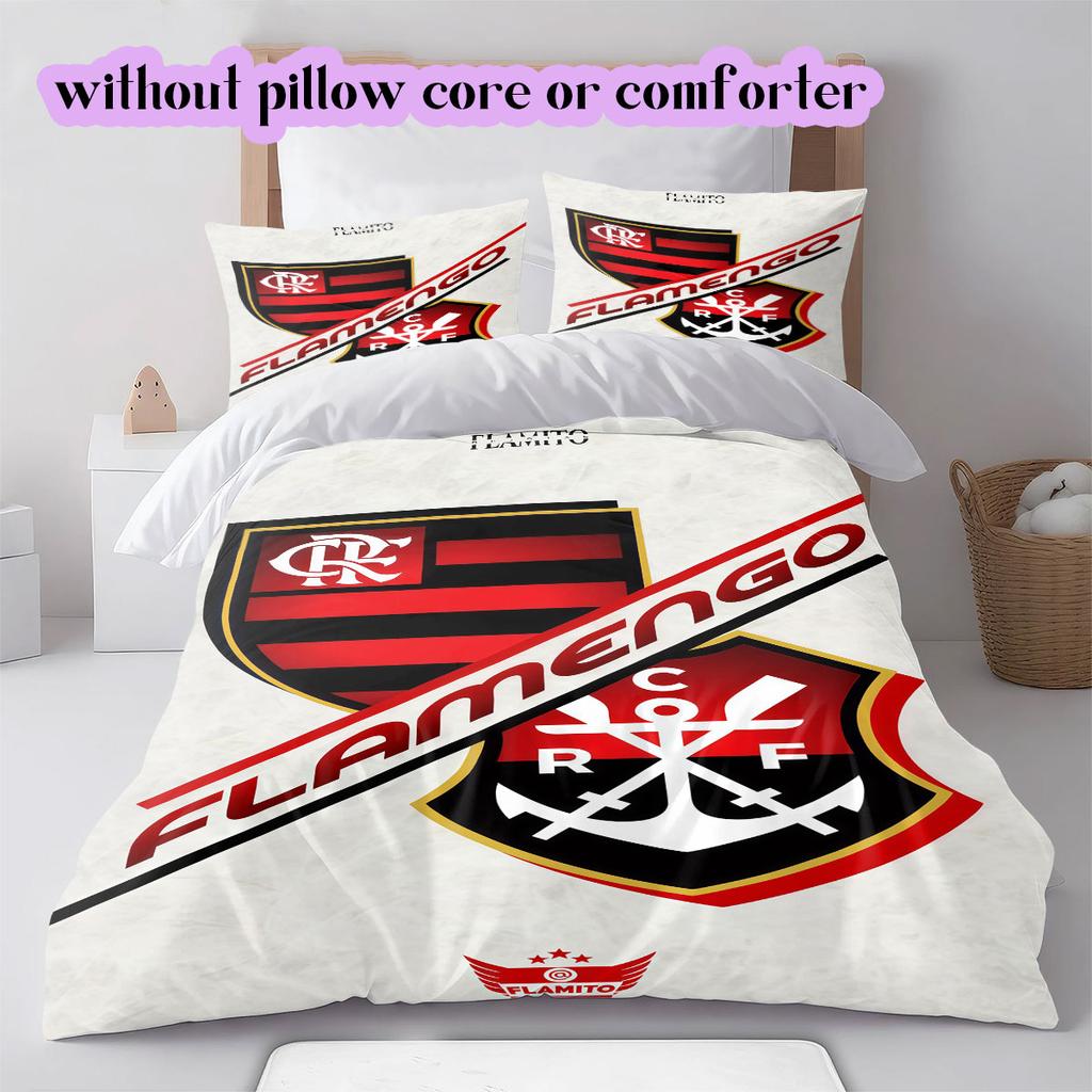 Flamengo football soccer Pattern Bedding,Quilt Set Quilt Cover Pillowcase Home Birthday Gift (1*duvet cover+2*pillowcase,without core)