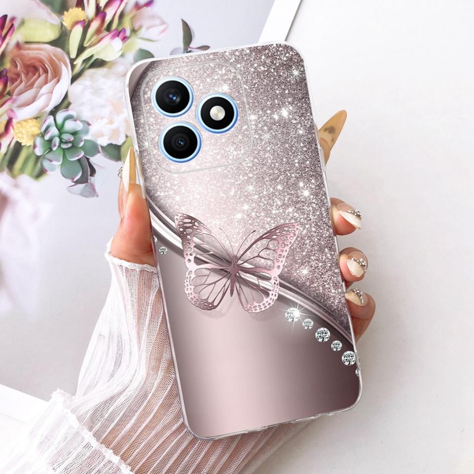 Чехол для Honor X8d 4G Милый Кот Роскошные Цветы Рисованный Чехол Мягкий Тонкий Чехол для Телефона Для Honor X8d X 8d HonorX8d 4G Задняя Крышка Coque