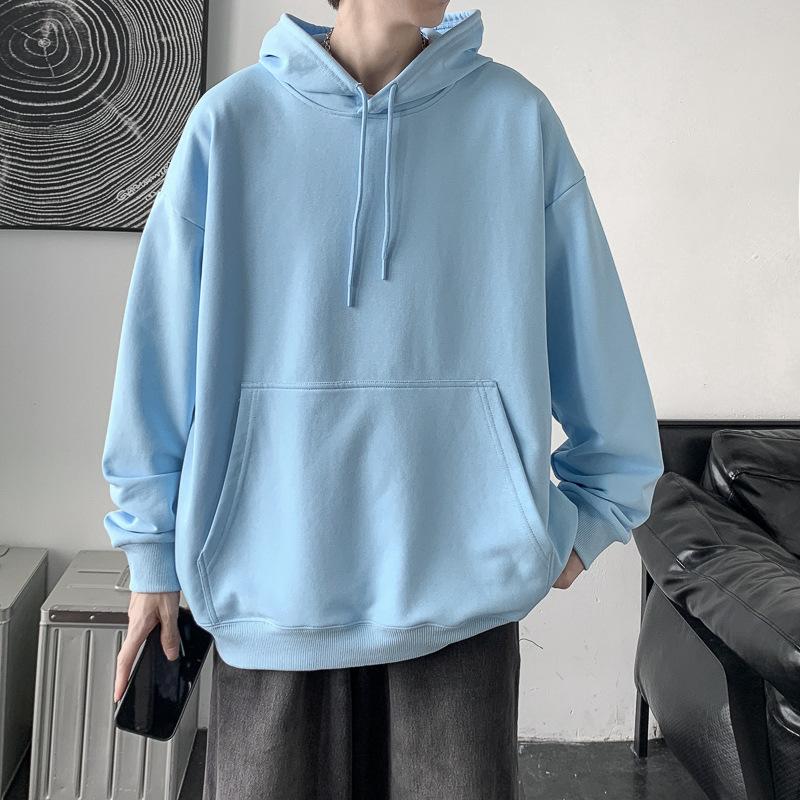 Весна Осень Повседневная толстовка с капюшоном Удобная толстовка с капюшоном Мужская свободная толстовка с однотонным пуловером Молодежная спортивная толстовка