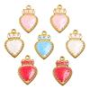 17x26mm Gold & Enamel Stainless Steel Crown Heart Pendants - 4 Colors for Retro Necklace/Bracelet Charms