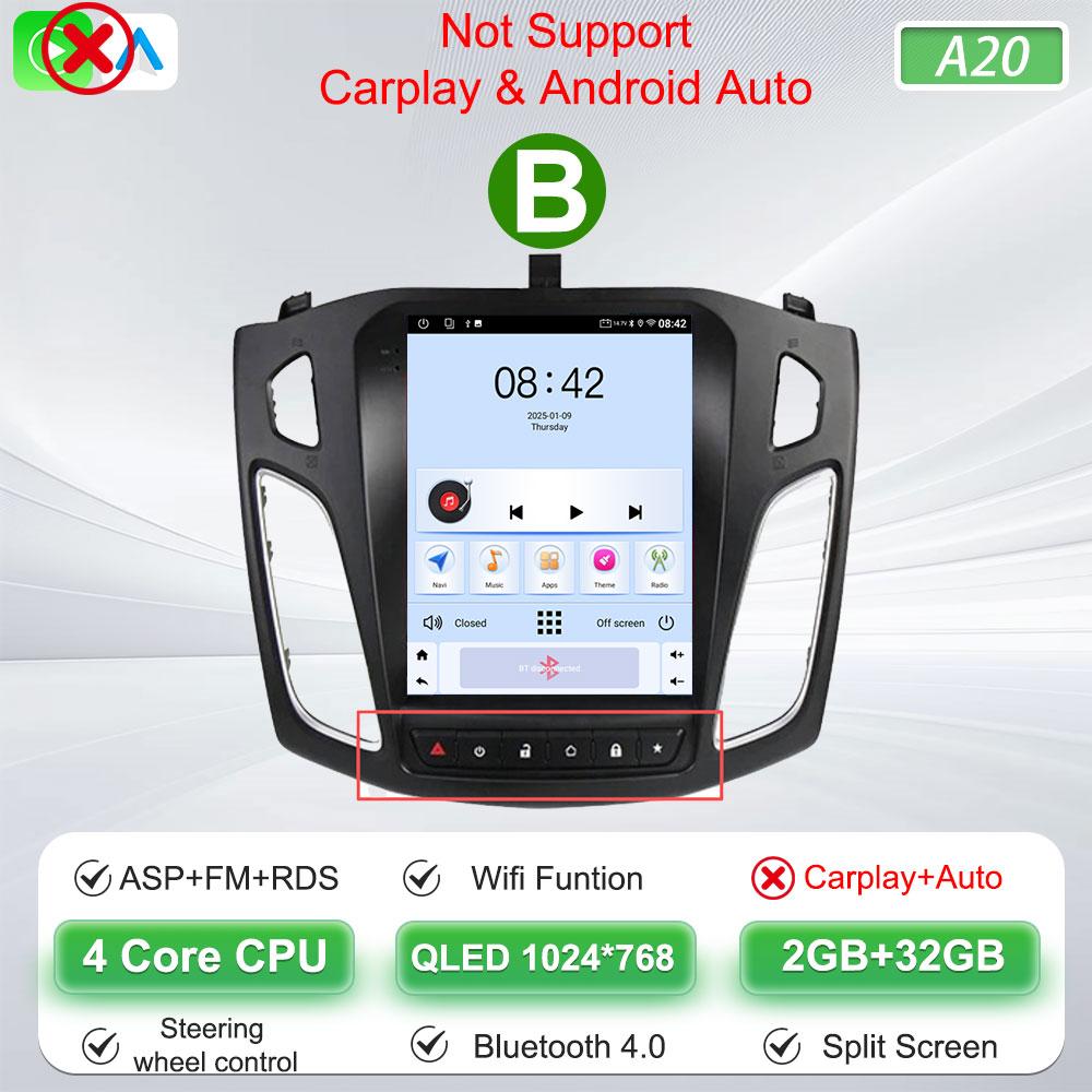 Автомагнитола Android 16 для Ford Focus 3 Mk 3 2011 2012 2013 2014- 2019 В стиле Tesla Carplay Стерео Головное устройство GPS 4G Wifi DSP BT