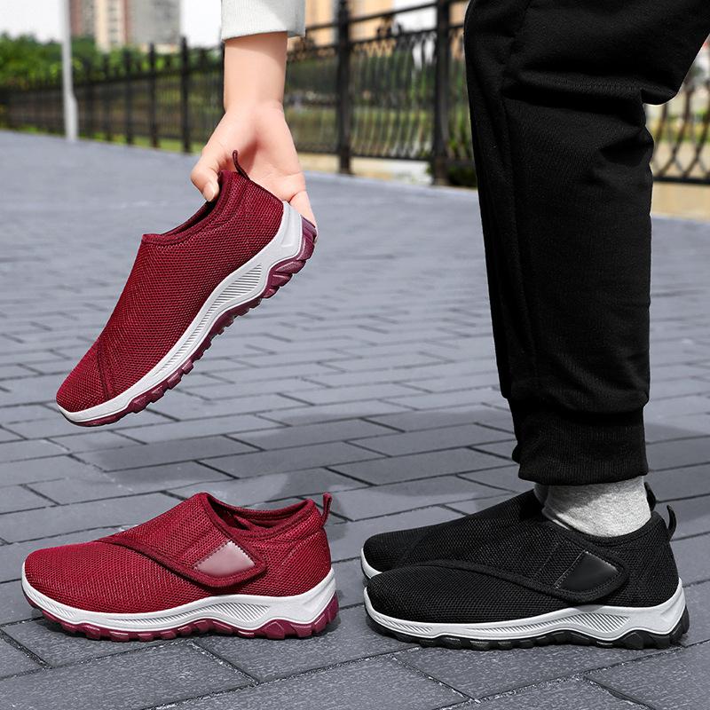 Обувь женская летняя сетчатая дышащая внешнеторговая женская обувь повседневная обувь на липучке для широкой стопы полных ног для ходьбы обувь для мамы