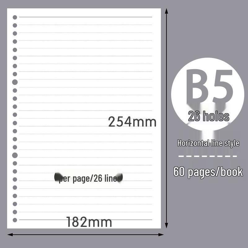 Четырехсторонний сменный блок для записной книжки Partner: B5 и A5, 26/20 Отверстий, Бумага в Линейку/Клетку