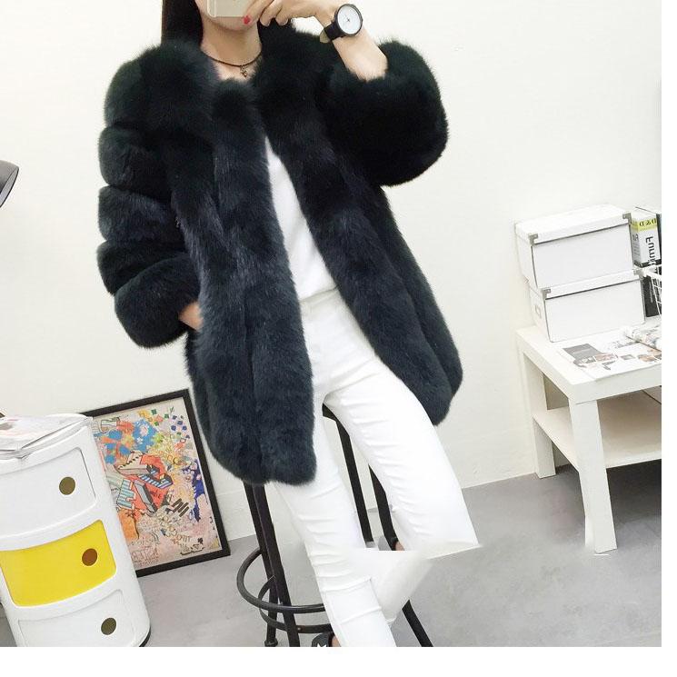 Women's Winter Faux Fur Hooded Coat Fashionable and Warm Faux Fur Vertical Hooded Hat Fluffy Fur
