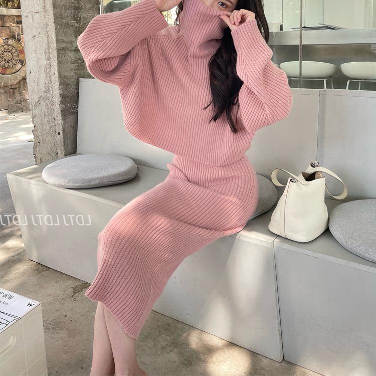Ayollar Qishki 2 ta Paket Uzun Bodycon Sviter Ko'ylak