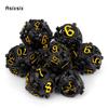 7 шт. черные, желтые круглые металлические кости дракона, полые металлические многогранные кости, подходящие для ролевой игры, настольной игры, карточной игры
