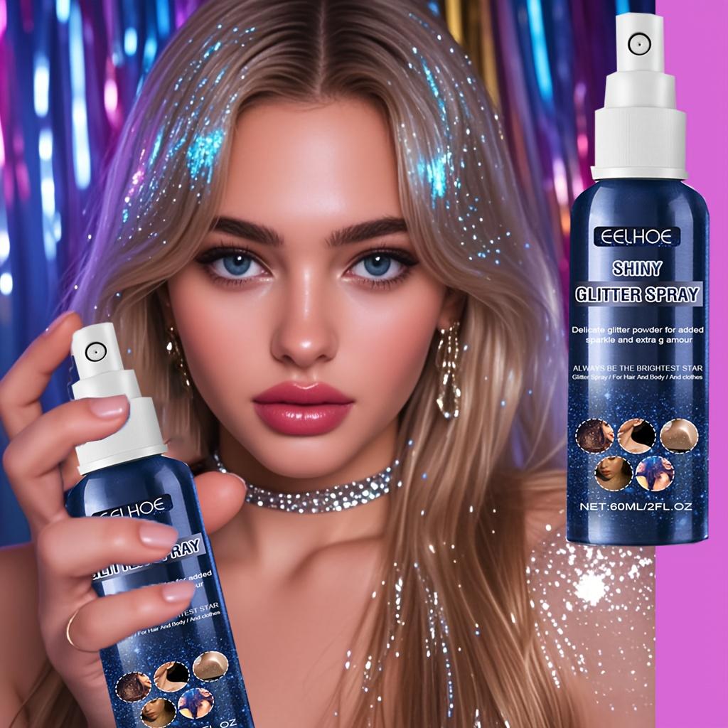 Party Glitter Hair Spray Multi-Purpose Body and Face Fine Mist Shimmering Shine Flakes