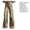 Women Jeans Button Zipper Fly Straight Leg Denim Pants with Pockets Digital Flower Print Long Trousers Streetwear