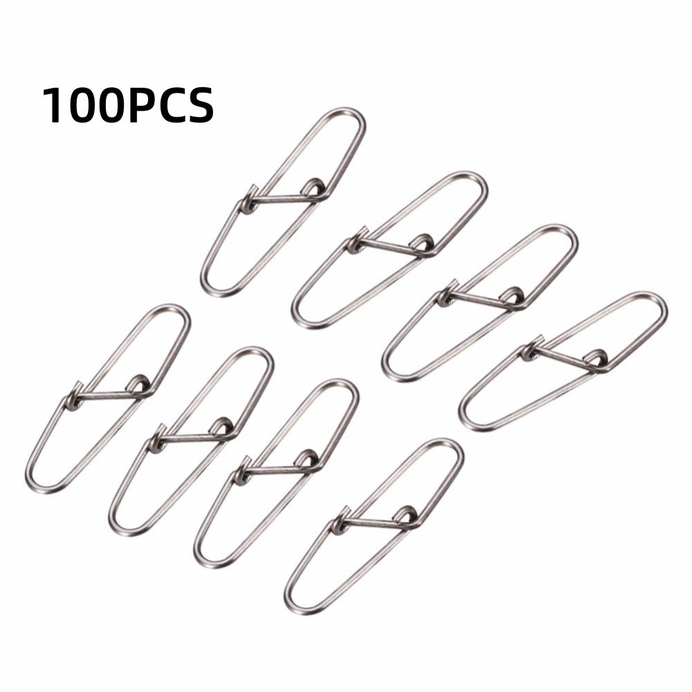 100PCS Stainless Steel Fishing Safety Snaps High Strength Fishing Cross Lock Snaps Sea Fishing